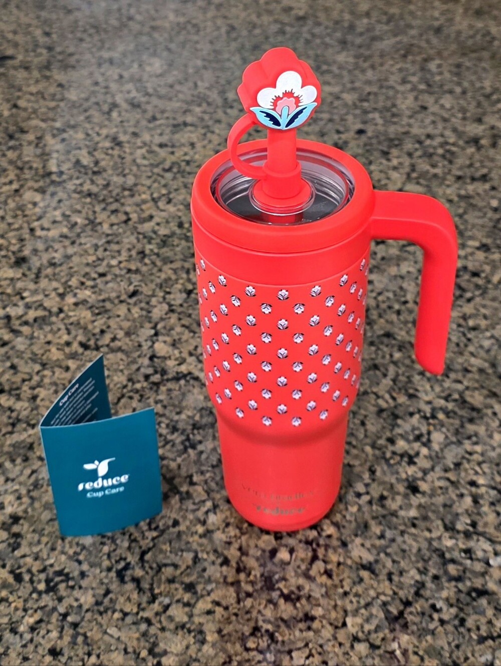 Vera Bradley 24oz Insulated Stainless Steel Straw Tumbler Bluebell Ditsy Hibiscu